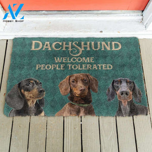 Dog Doormat 3D Dachshund Welcome People Tolerated Doormat