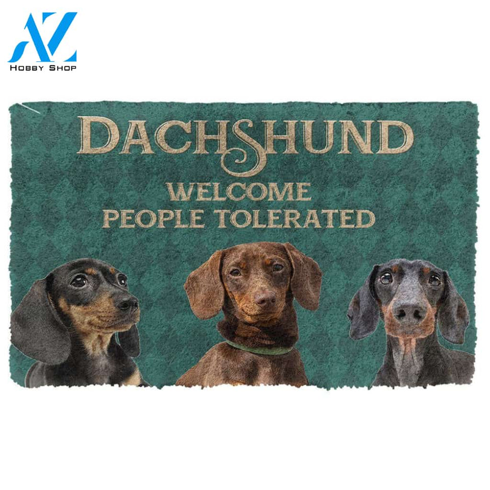 Dog Doormat 3D Dachshund Welcome People Tolerated Doormat