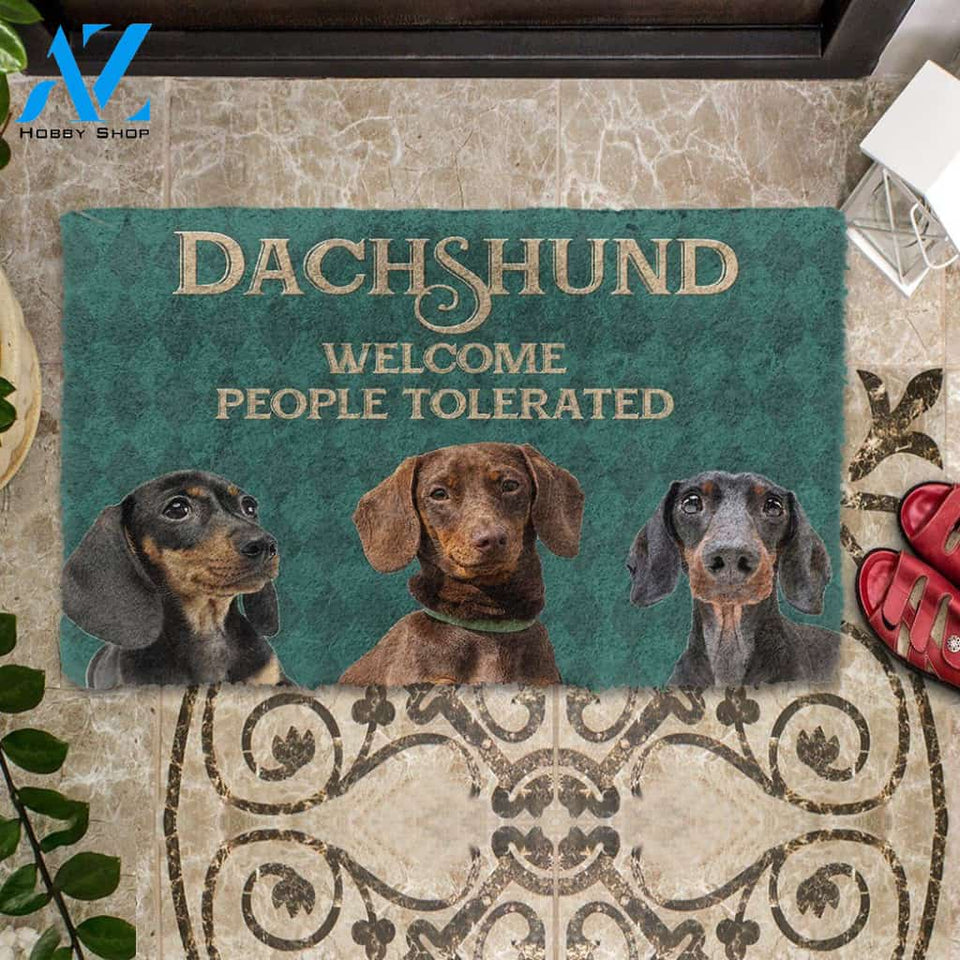 Dog Doormat 3D Dachshund Welcome People Tolerated Doormat