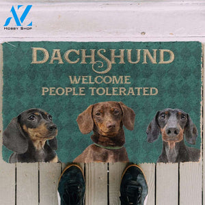 Dog Doormat 3D Dachshund Welcome People Tolerated Doormat