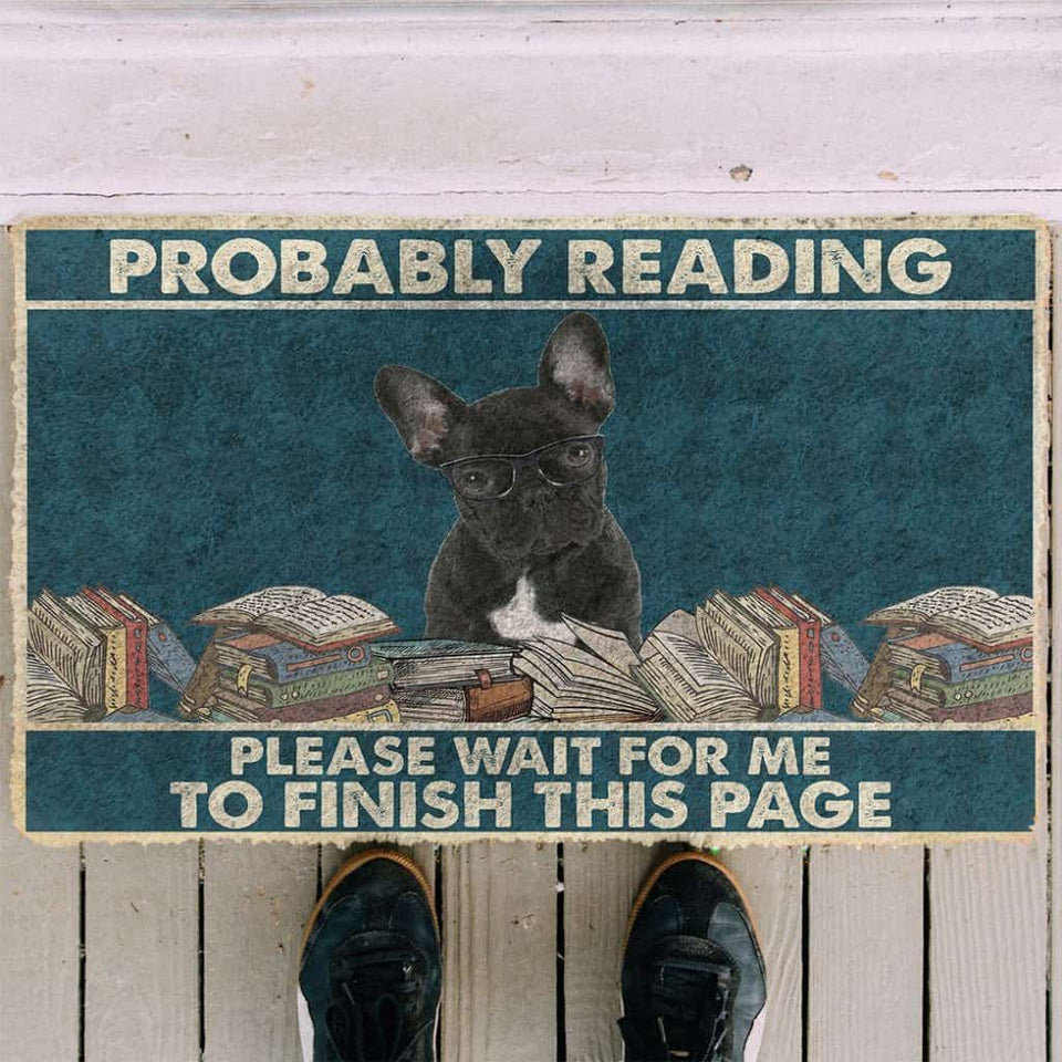 Dog Doormat 3D French Bulldog Probably Reading Please Wait Custom Doormat