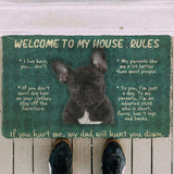 Dog Doormat 3D French Bulldog Welcome To My House Rules Custom Doormat