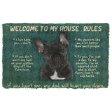 Dog Doormat 3D French Bulldog Welcome To My House Rules Custom Doormat