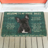 Dog Doormat 3D French Bulldog Welcome To My House Rules Custom Doormat