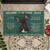 Dog Doormat 3D French Bulldog Welcome To My House Rules Custom Doormat