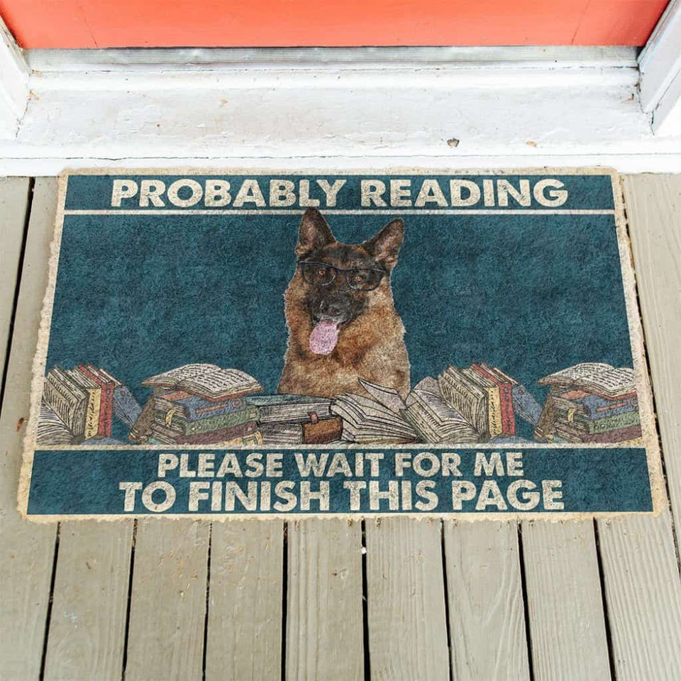 Dog Doormat 3D German Shepherd Probably Reading Please Wait Custom Doormat