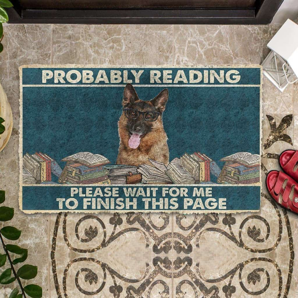 Dog Doormat 3D German Shepherd Probably Reading Please Wait Custom Doormat