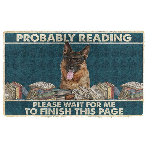 Dog Doormat 3D German Shepherd Probably Reading Please Wait Custom Doormat