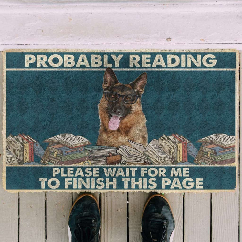 Dog Doormat 3D German Shepherd Probably Reading Please Wait Custom Doormat