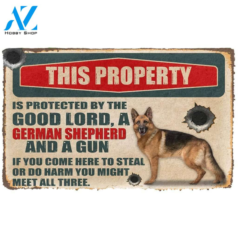 Dog Doormat 3D German Shepherd This Property Is Protected Custom Doormat