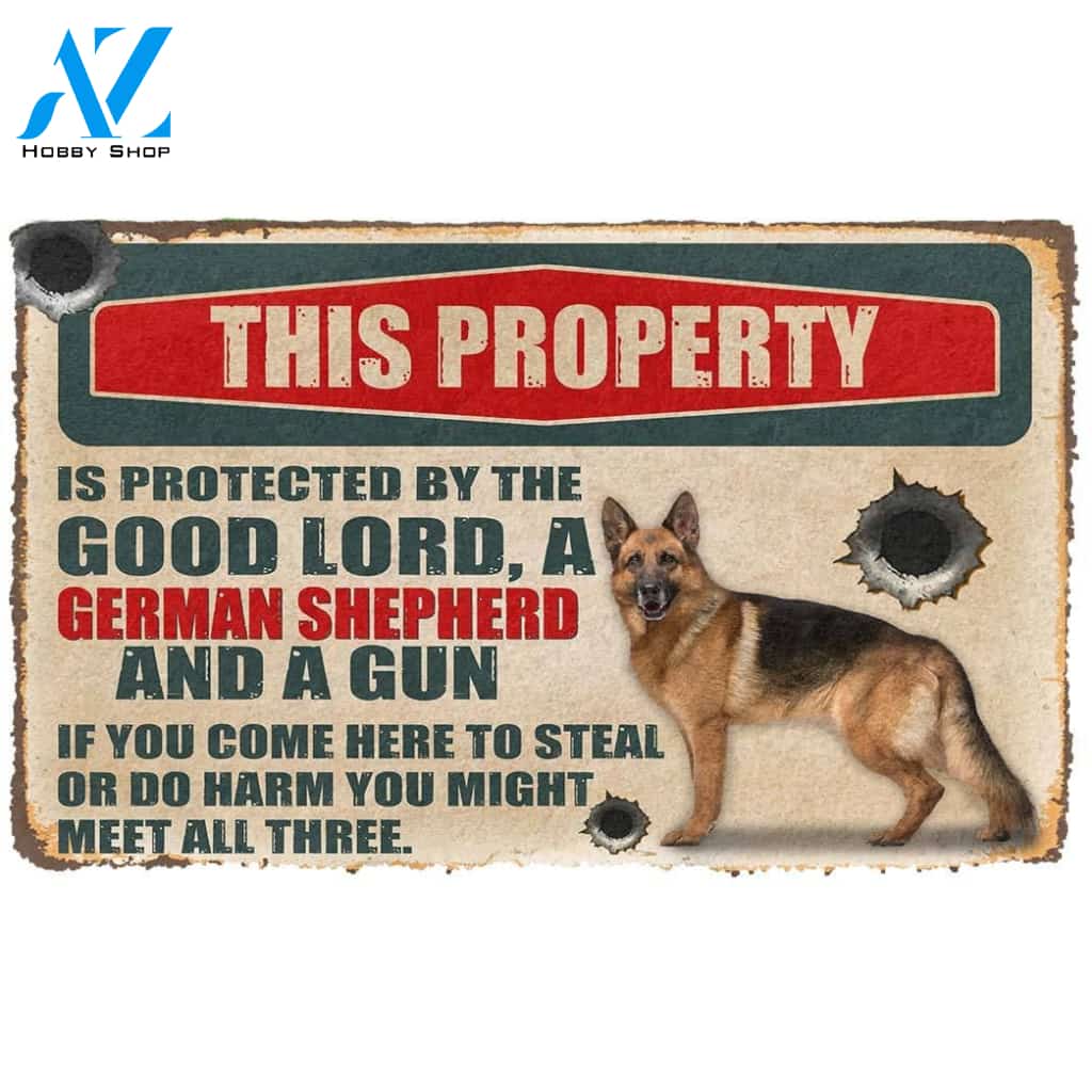 Dog Doormat 3D German Shepherd This Property Is Protected Custom Doormat