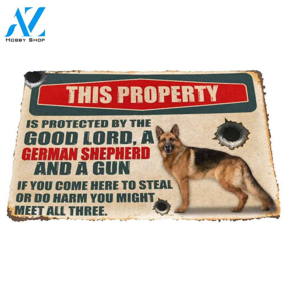 Dog Doormat 3D German Shepherd This Property Is Protected Custom Doormat