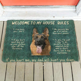 Dog Doormat 3D German Shepherd Welcome To My House Rules Custom Doormat