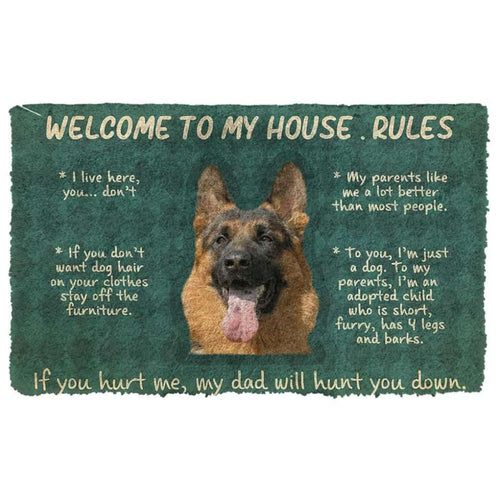 Dog Doormat 3D German Shepherd Welcome To My House Rules Custom Doormat