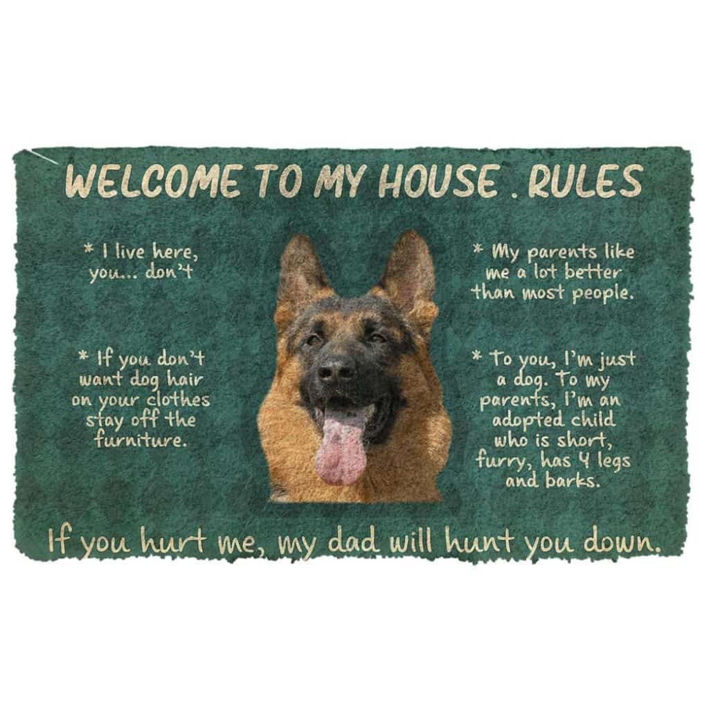 Dog Doormat 3D German Shepherd Welcome To My House Rules Custom Doormat