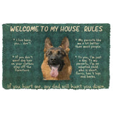 Dog Doormat 3D German Shepherd Welcome To My House Rules Custom Doormat