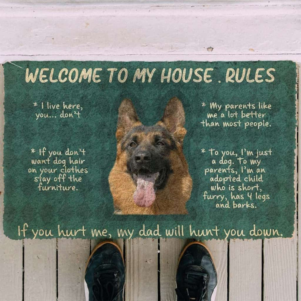 Dog Doormat 3D German Shepherd Welcome To My House Rules Custom Doormat