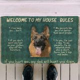 Dog Doormat 3D German Shepherd Welcome To My House Rules Custom Doormat