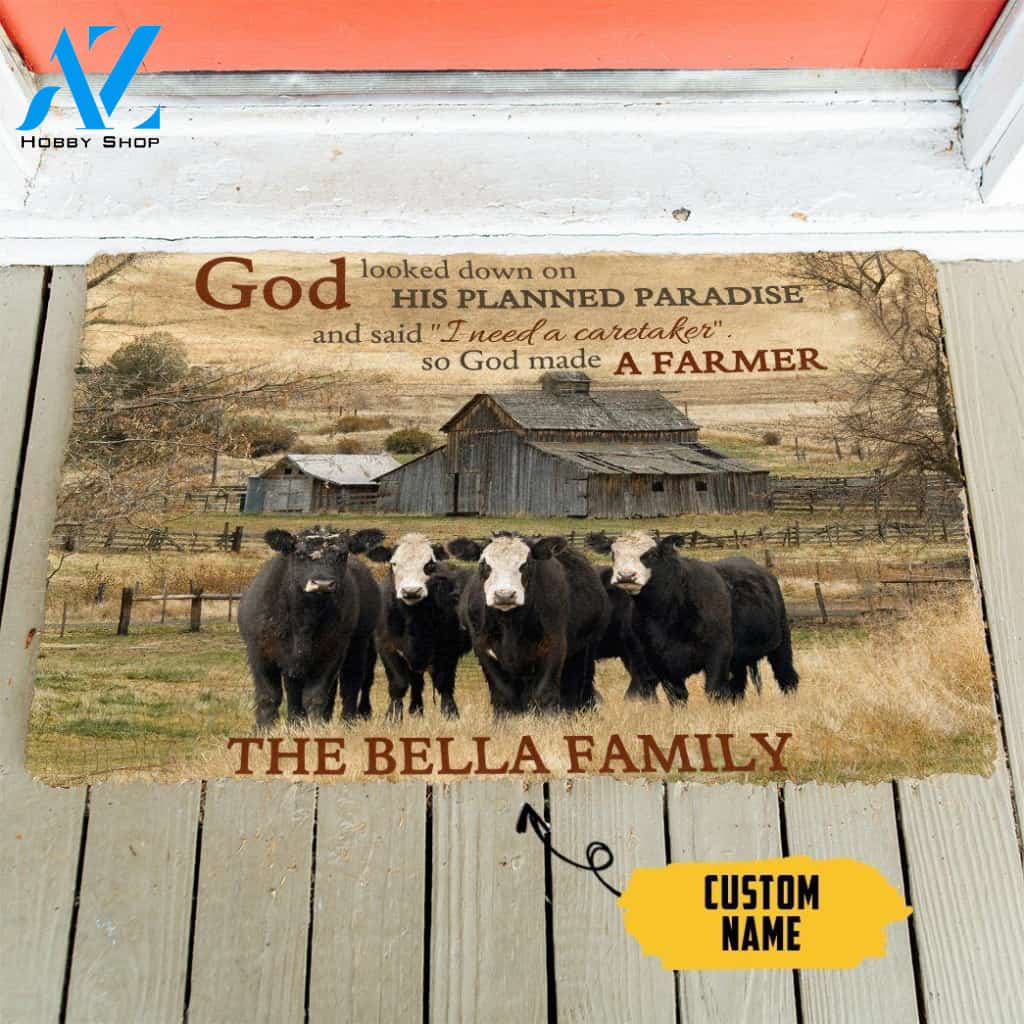 Dog Doormat 3d God Made A Farmer Custom Name Doormat