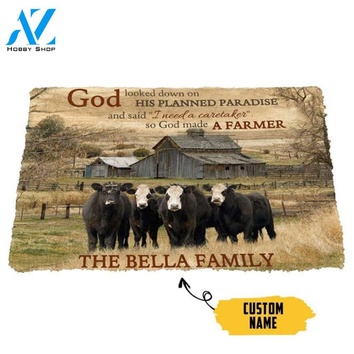 Dog Doormat 3d God Made A Farmer Custom Name Doormat