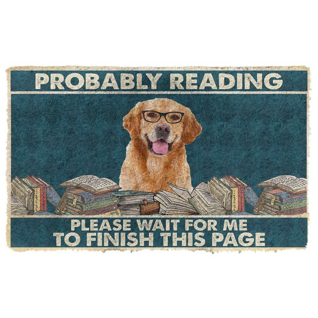 Dog Doormat 3D Golden Retriever Probably Reading Please Wait Custom Doormat
