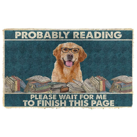 Dog Doormat 3D Golden Retriever Probably Reading Please Wait Custom Doormat