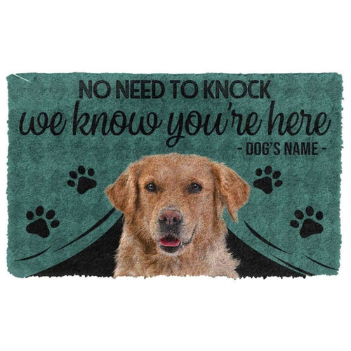 Dog Doormat 3D Golden Retriever We Know You Are Here Custom Name Doormat