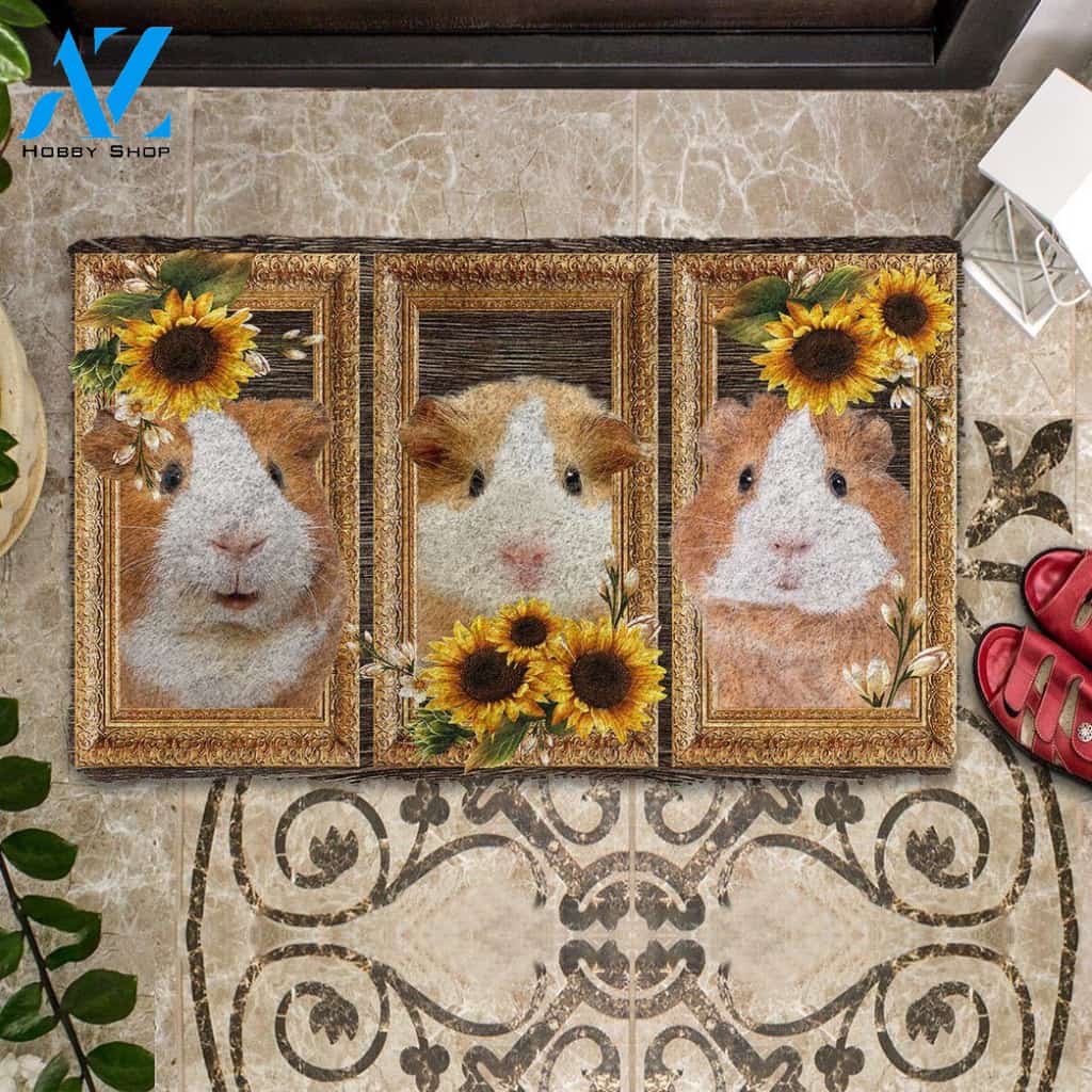 Dog Doormat 3D Guine Pig Sunflower Doormat
