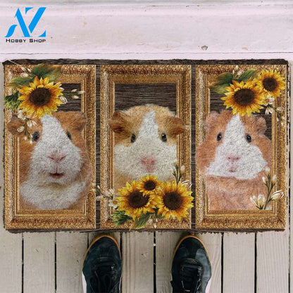 Dog Doormat 3D Guine Pig Sunflower Doormat