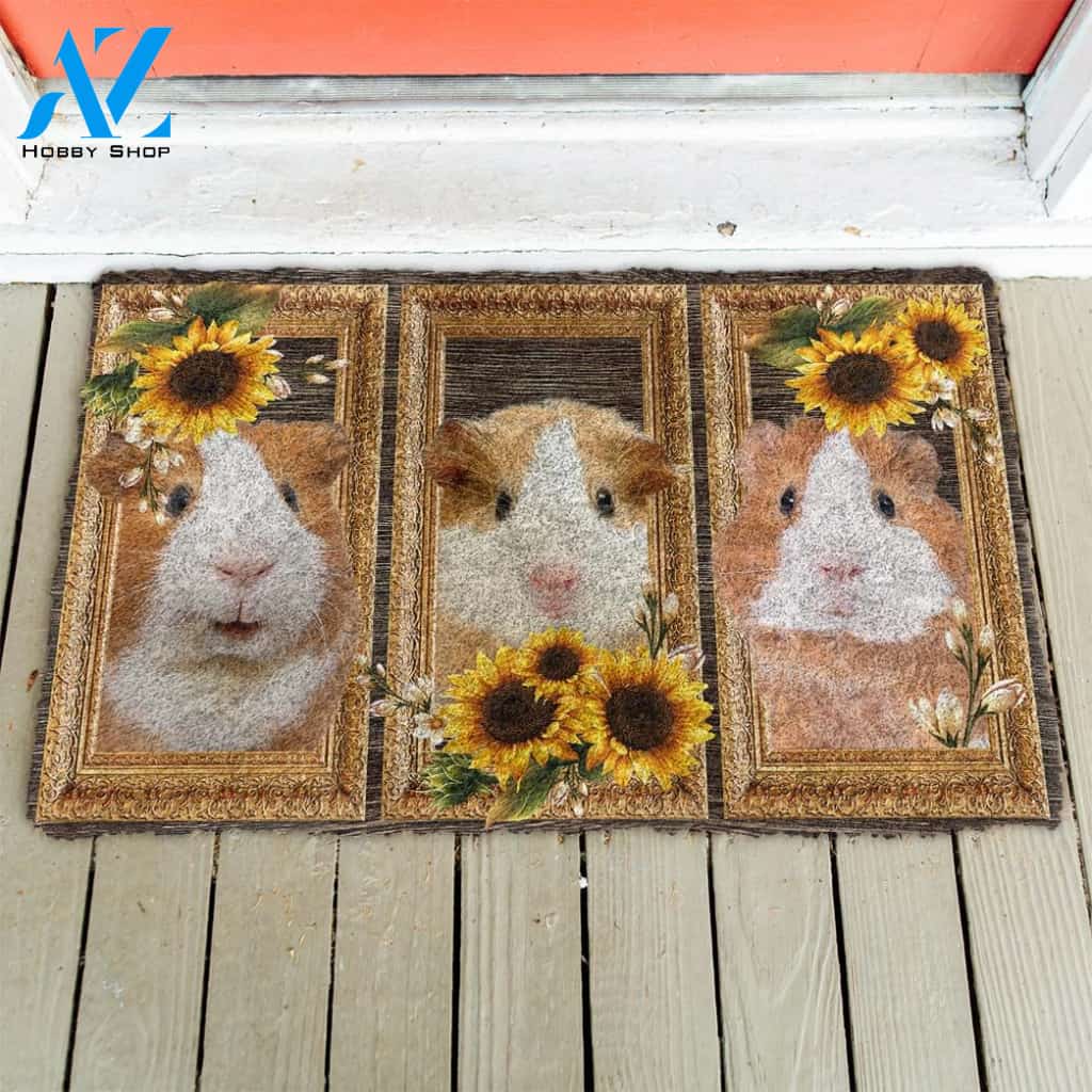 Dog Doormat 3D Guine Pig Sunflower Doormat