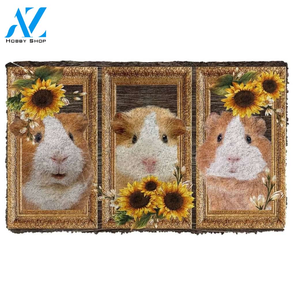 Dog Doormat 3D Guine Pig Sunflower Doormat