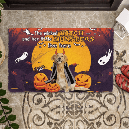 Dog Doormat 3D Halloween The Wicked Witch And Her Monster Custom Doormat
