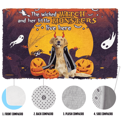 Dog Doormat 3D Halloween The Wicked Witch And Her Monster Custom Doormat