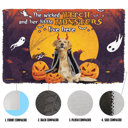 Dog Doormat 3D Halloween The Wicked Witch And Her Monster Custom Doormat
