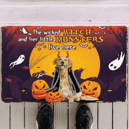 Dog Doormat 3D Halloween The Wicked Witch And Her Monster Custom Doormat
