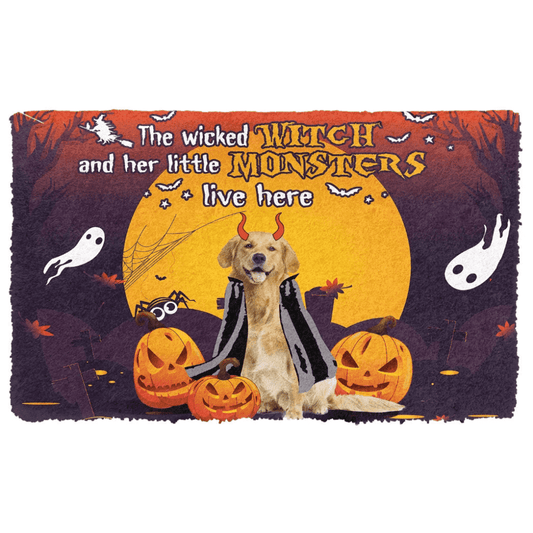 Dog Doormat 3D Halloween The Wicked Witch And Her Monster Custom Doormat