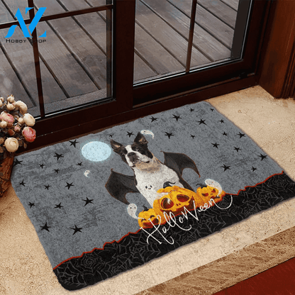 Dog Doormat 3D Halloween Vampire Boston Terrier Custom Doormat