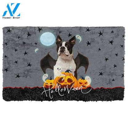 Dog Doormat 3D Halloween Vampire Boston Terrier Custom Doormat