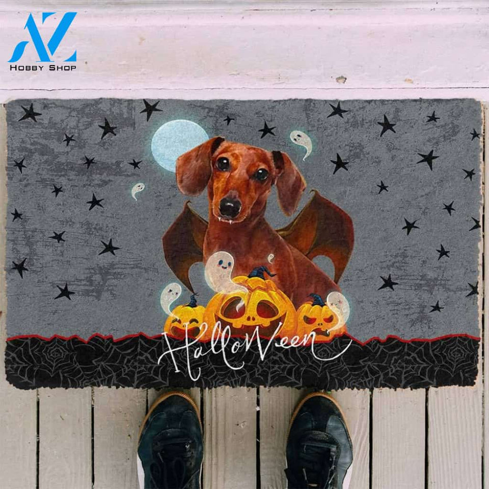 Dog Doormat 3D Halloween Vampire Dachshund Custom Doormat