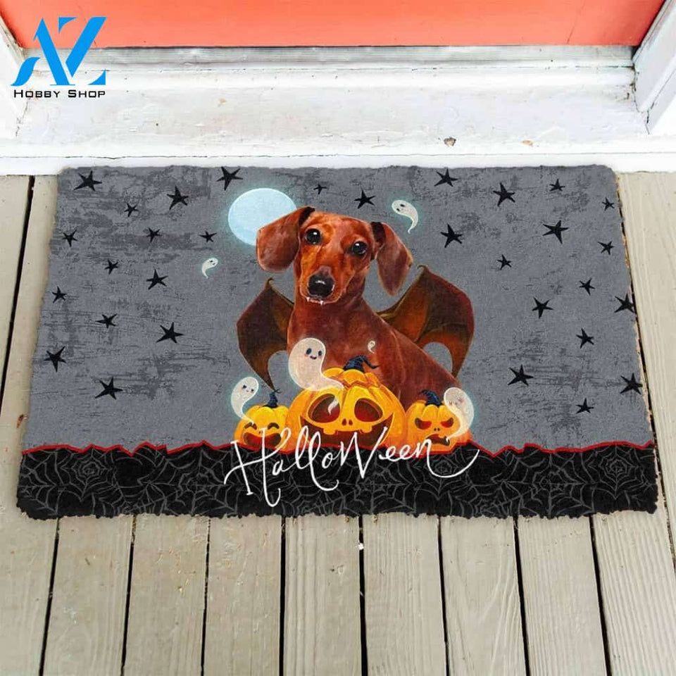 Dog Doormat 3D Halloween Vampire Dachshund Custom Doormat