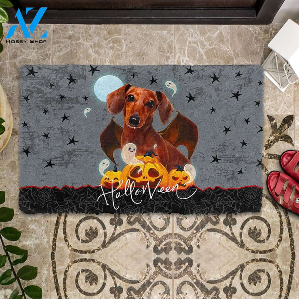 Dog Doormat 3D Halloween Vampire Dachshund Custom Doormat