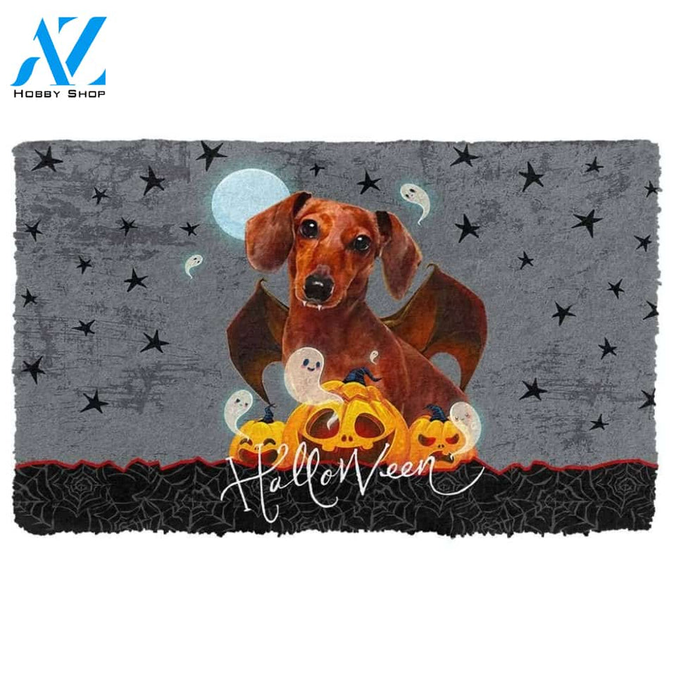 Dog Doormat 3D Halloween Vampire Dachshund Custom Doormat