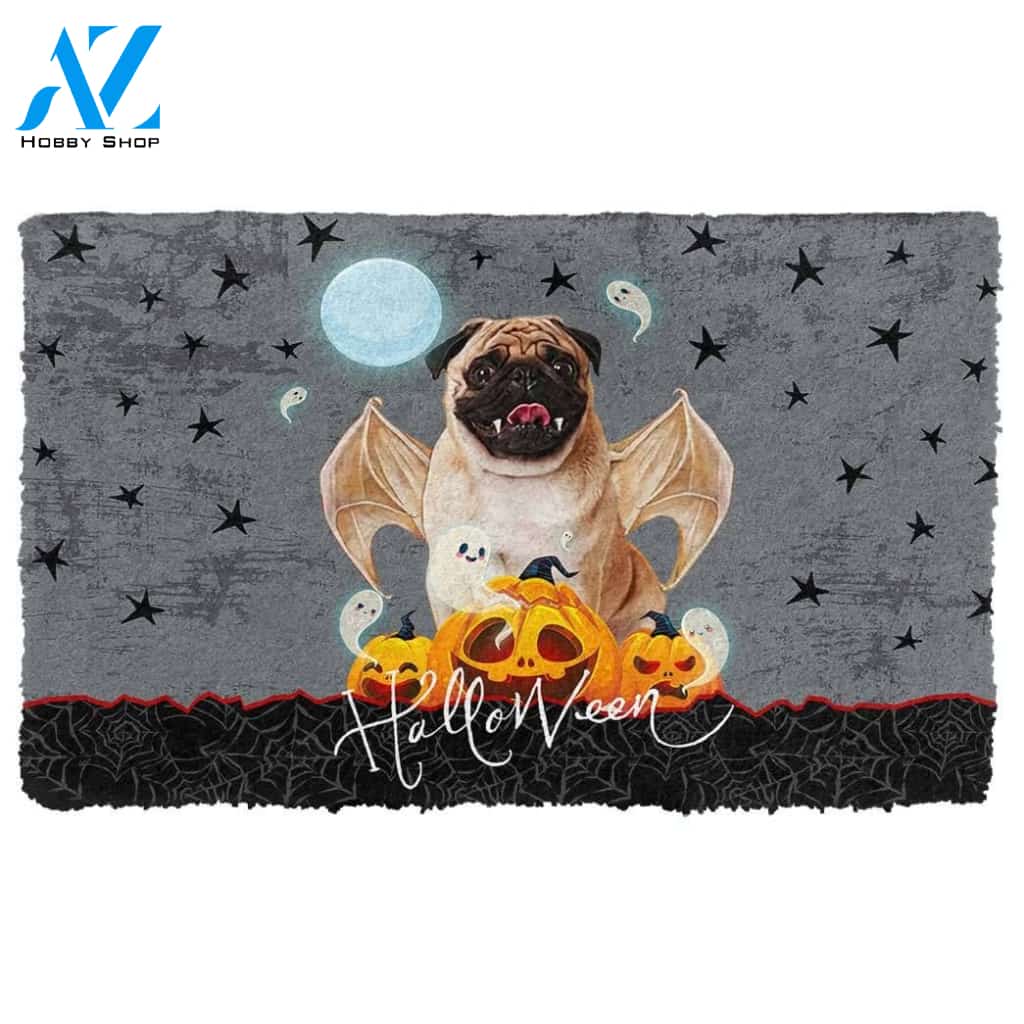 Dog Doormat 3D Halloween Vampire Pug Custom Doormat