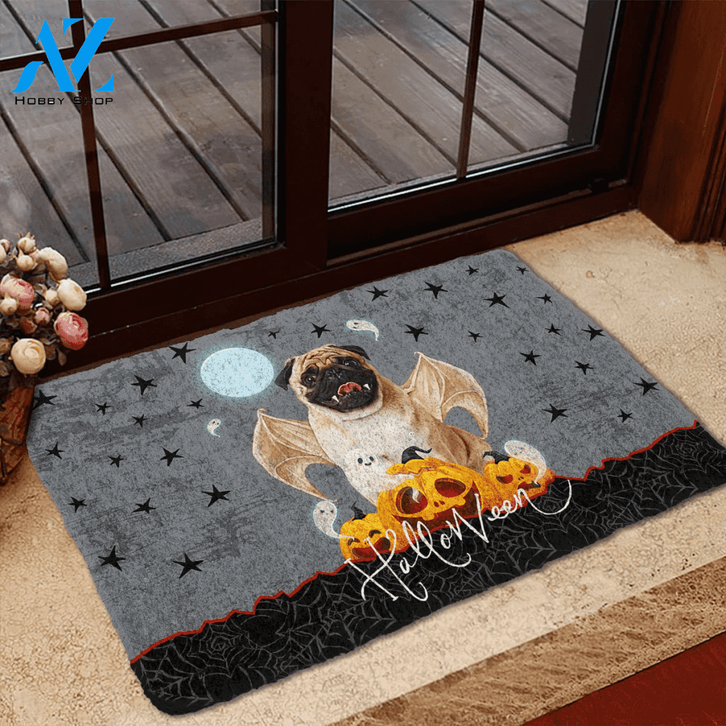 Dog Doormat 3D Halloween Vampire Pug Custom Doormat