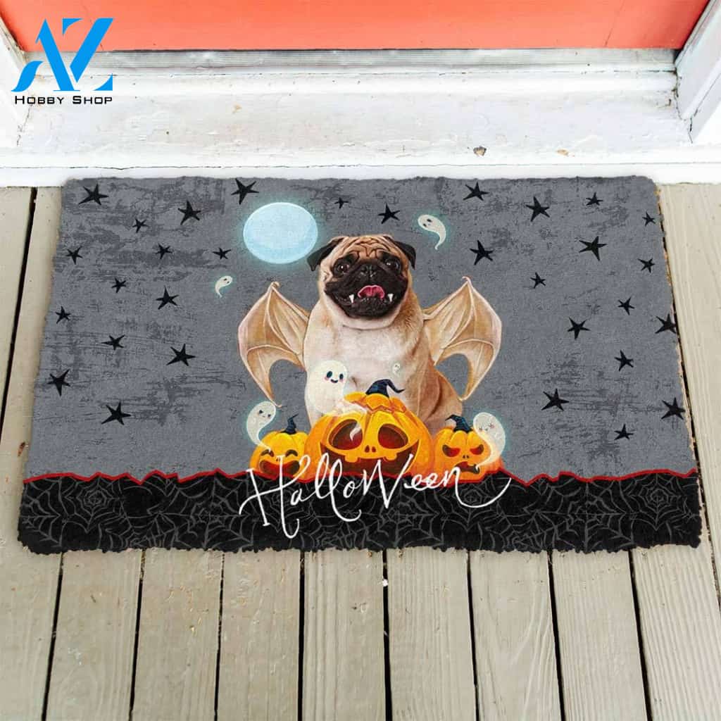 Dog Doormat 3D Halloween Vampire Pug Custom Doormat
