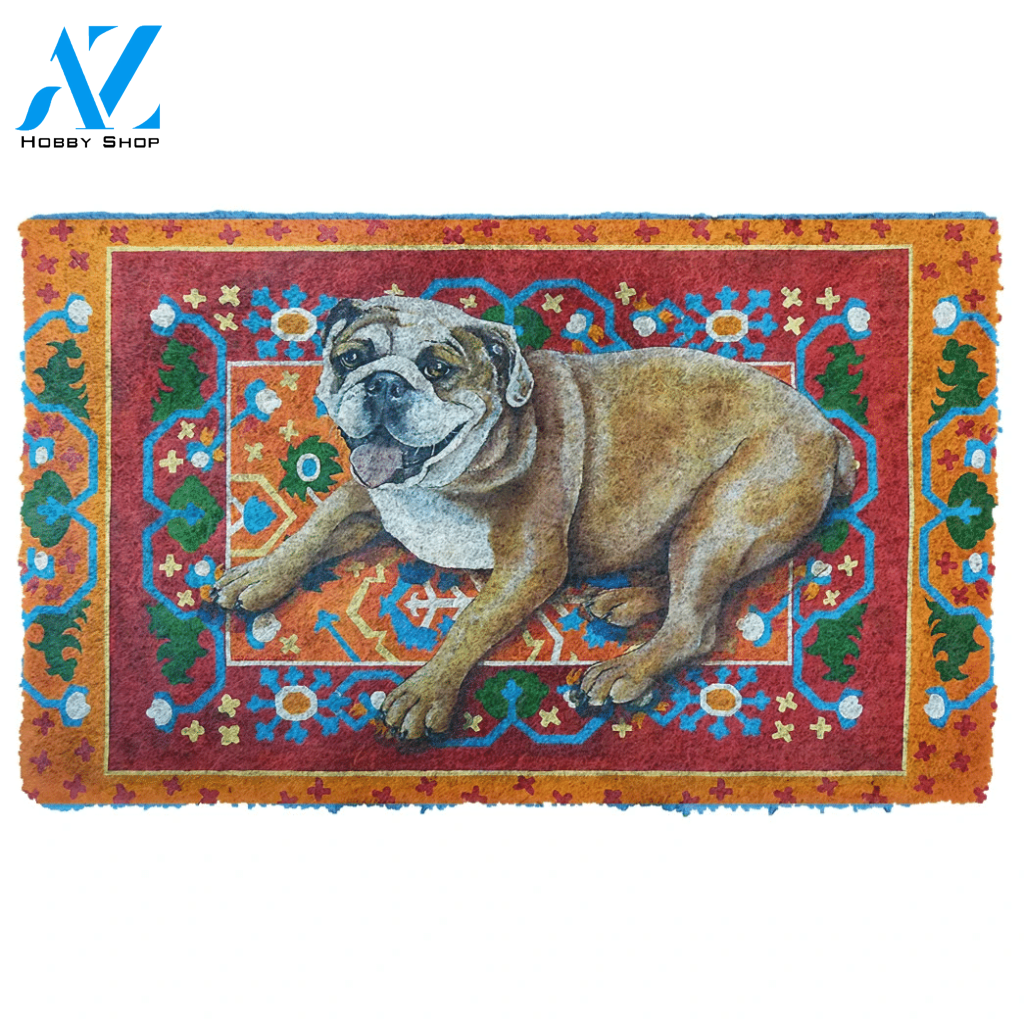 Dog Doormat 3D Happy Bulldog Custom Doormat