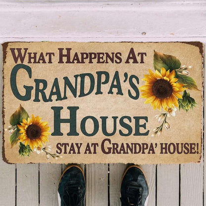 Dog Doormat 3D Happy Fathers Day Gift To My Grandpa Custom Doormat