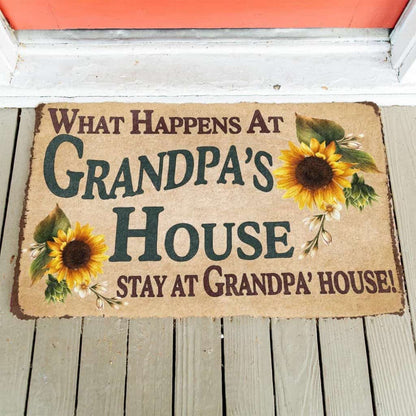 Dog Doormat 3D Happy Fathers Day Gift To My Grandpa Custom Doormat
