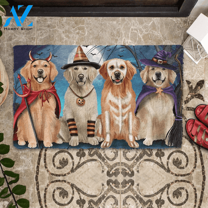 Dog Doormat 3D Happy Halloween Golden Retriever Custom Doormat