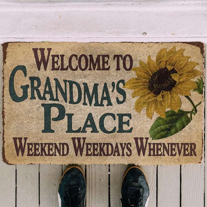 Dog Doormat 3D Happy Mothers Day Gift Welcome to Grandma's Place Custom Doormat